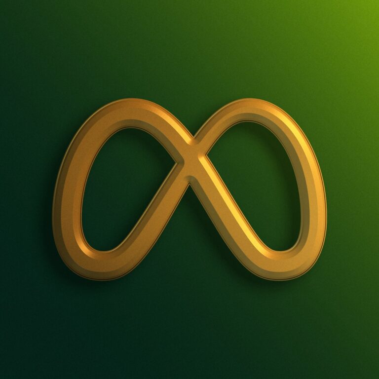 A gold symbol on a green background